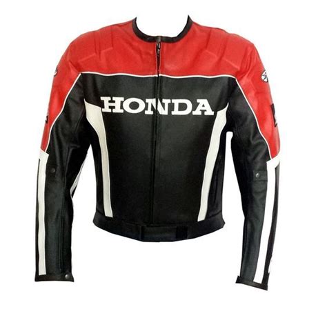 Honda Motorcycle Leather Jacket Red Black White Color Vintage Design ...