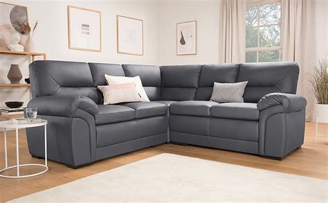 Bromley Corner Sofa, Grey Classic Faux Leather Only £799.99 | Furniture And Choice