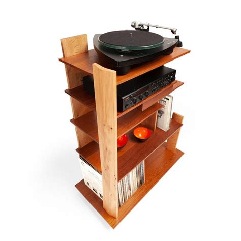 Custom Made Wood Stereo Cabinet /Turntable Shelf | Chairish