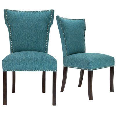 Alcott Hill Kober Upholstered Dining Chair Upholstery Color: Turquoise Turquoise Dining Chairs ...