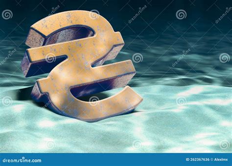 Hryvnia Symbol on Ocean Bottom Underwater, 3D Rendering Stock Illustration - Illustration of ...