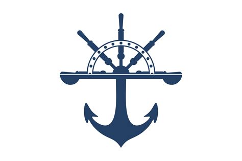 Navy Blue Anchor and Ship's Wheel Logo Graphic by skyacegraphic0220 · Creative Fabrica