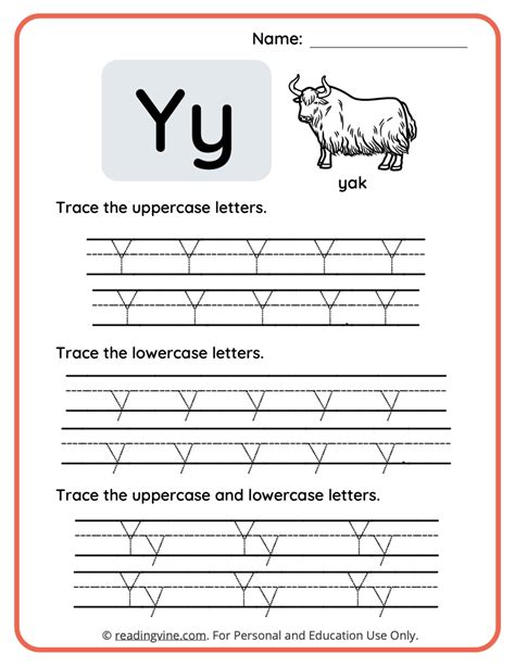 Uppercase and Lowercase Letter Y Tracing Worksheet-image - ReadingVine