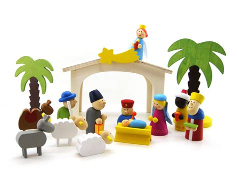 Nativity Set: Wooden, Children's 15 Piece Set - Nativity Sets - Pleroma Christian Supplies