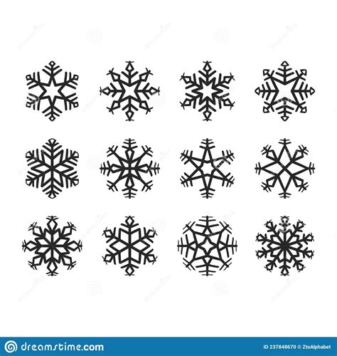 Snowflake Clipart Snowfall Collection Set Stock Vector - Illustration of nature, collections ...