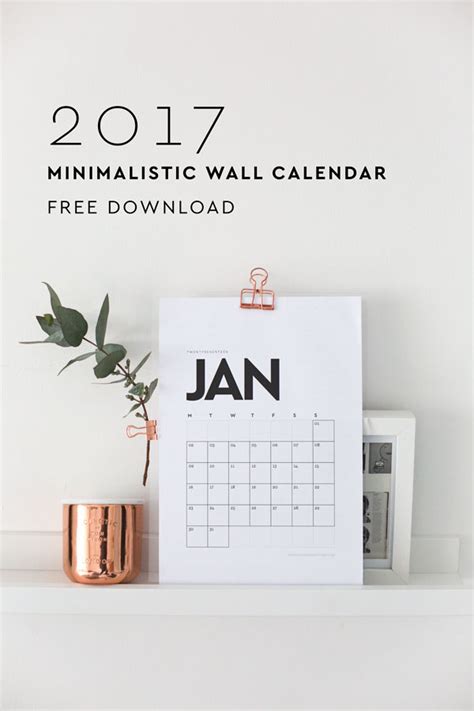 Printable Minimalist Wall Calendar 2017 – Scrap Booking