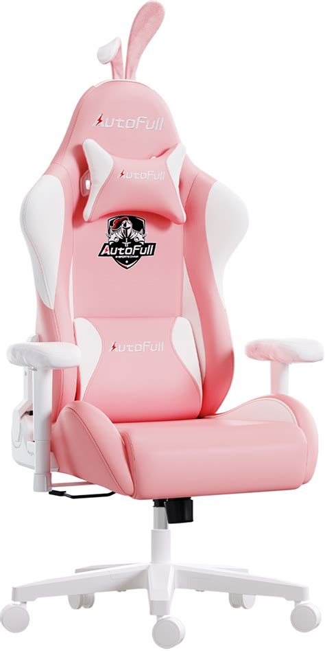 AutoFull Pink Gaming Chair PU Leather High Back Ergonomic Racing Office ...