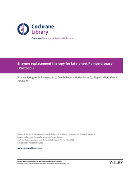 (PDF) Enzyme replacement therapy for late-onset Pompe disease