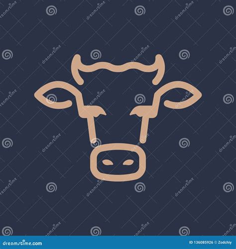 Cow Head Line Art Illustration Stock Vector - Illustration of element, flat: 136085926