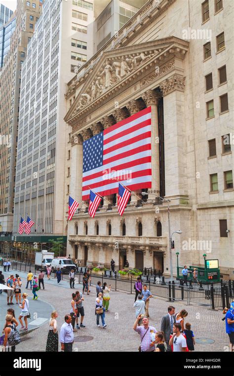 NEW YORK CITY - September 3: New York Stock Exchange building with people on September 3, 2015 ...