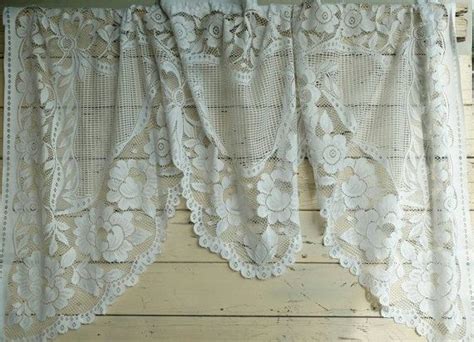 Vintage White Rose Lace Curtain Panel White Window Valance | Etsy | Lace curtain panels, White ...
