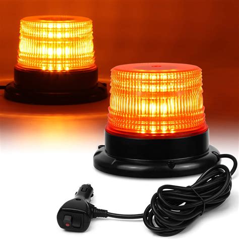 LED Strobe Light, 12V-24V Amber 40 LED Warning Safety Flashing Beacon Lights with Magnetic and ...