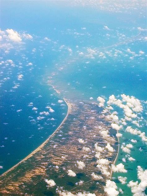 Aerial view of Rama's Bridge between India and Sri Lanka. It connected ...