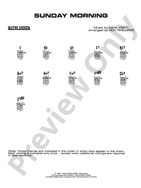 Sunday Morning: Guitar Chords: Guitar Chords Part - Digital Sheet Music ...