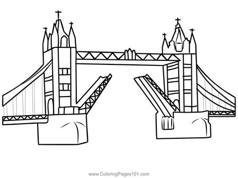 Tower Bridge In London Coloring Page for Kids - Free England Printable ...