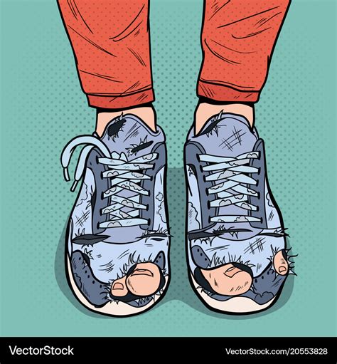 Pop art old sneakers dirty old shoes footwear Vector Image