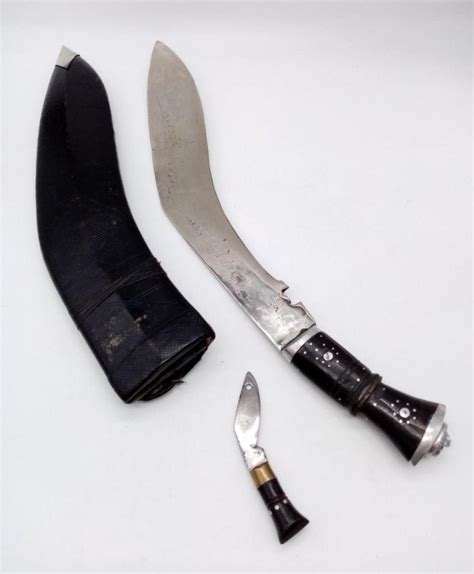 A large Gurkha vintage kukri knife with patterned... | #3938725454