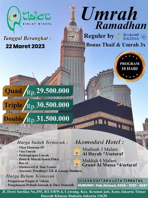 Paket Umroh Maret 2023 Biaya Murah Promo Plus Thaif