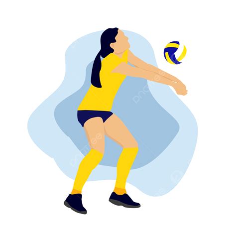 Gambar Ilustrasi Atlet Voli Gadis Datar, Bola Voli, Olahraga, Tembakan PNG dan Vektor dengan ...