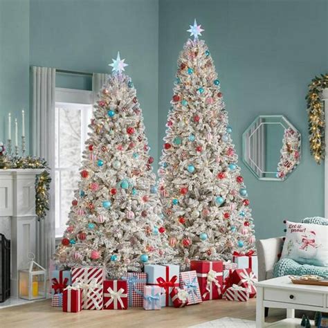 Home Accents Holiday Ft Starry Light Flocked Christmas Tree 21LE31009 ...