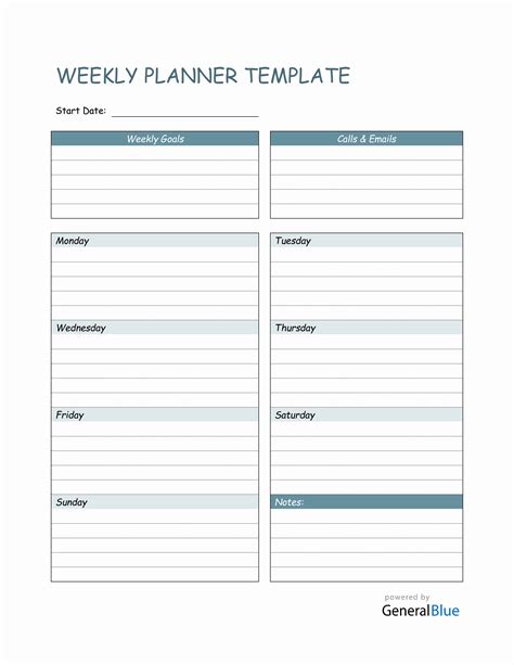 Weekly Planner Template in PDF