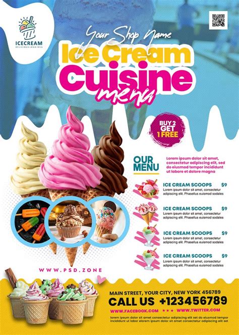 Ice Cream Parlour Menu Design PSD - PSD Zone