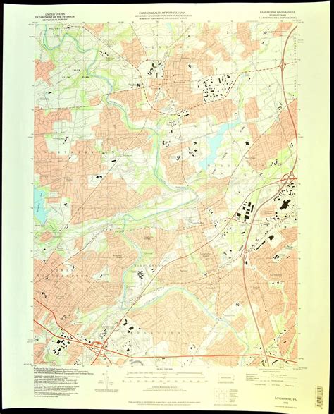 Langhorne Map of Newtown Pennsylvania Art Print Wall Decor | Etsy ...