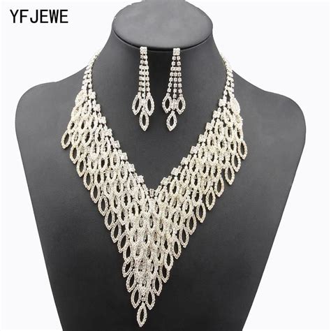 YFJEWE Hot Sale Fashion Gold Color Jewelry Sets For Women Crystal Necklace Earrings Jewelry Set ...