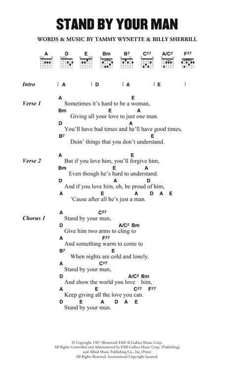 Stand By Your Man by Tammy Wynette - Guitar Chords/Lyrics - Guitar ...