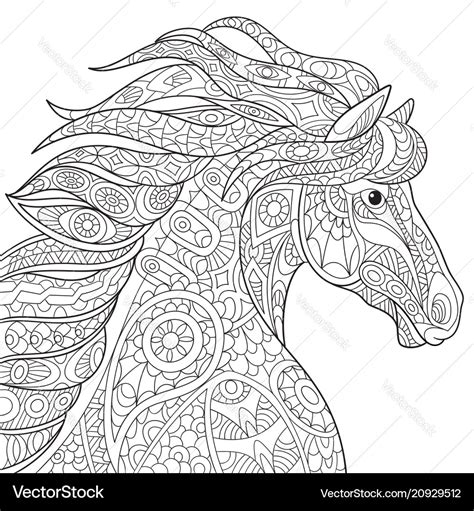 Mustang horse coloring page Royalty Free Vector Image