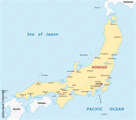 honshu map, Japan Stock Vector | Adobe Stock