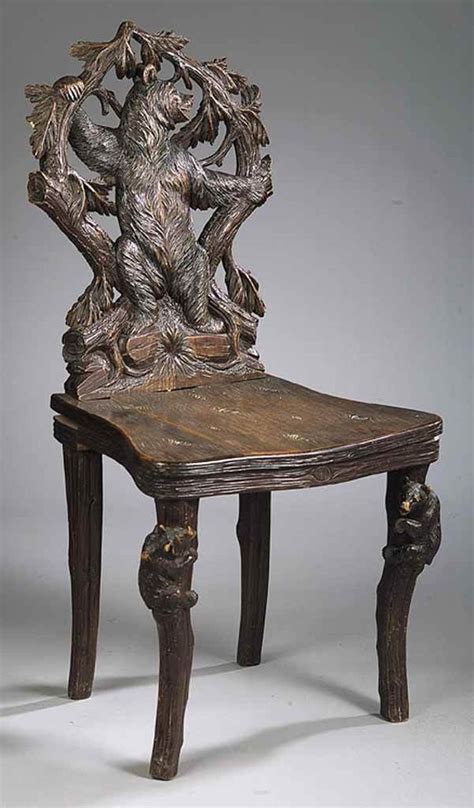 0498: Antique Black Forest Carved Walnut Hall Chair - Aug 06, 2005 | Neal Auction Company in LA ...