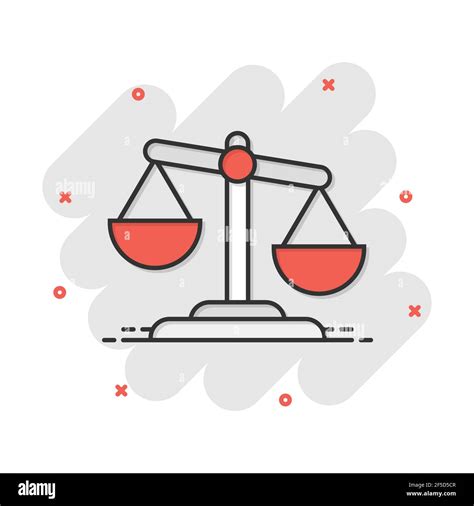 Scale comparison icon in comic style. Balance weight vector cartoon ...