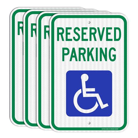 Buy Reserved Parking Signs (4 Pack), Handicap Parking Sign, with ...