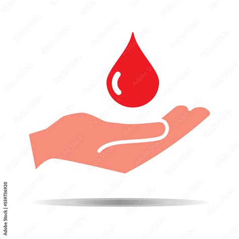 Hand donate blood. World blood donor day concept. Red drop symbol of ...