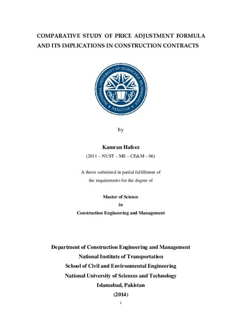 (PDF) COMPARATIVE STUDY OF PRICE ADJUSTMENT FORMULA AND ITS ...