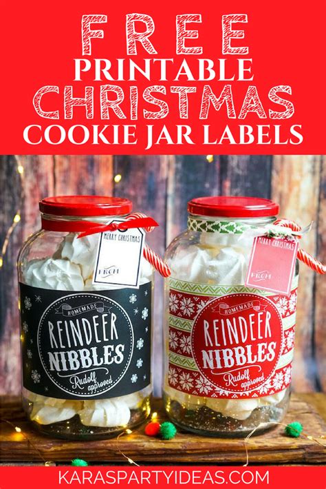 Kara's Party Ideas FREE Printable Christmas Cookie Jar Labels | Kara's Party Ideas