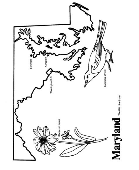 Maryland State outline Coloring Page Free Printable Coloring Pages ...