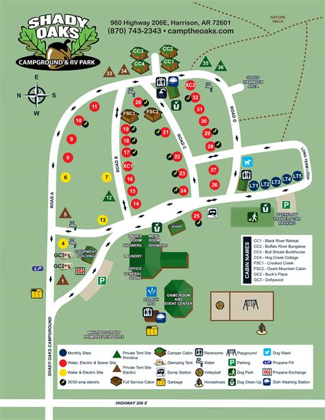 Shady Oaks Campground & RV Park | Site Map & Campground Rules