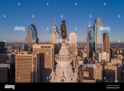 Statue of William Penn. Philadelphia City Hall. William Penn is a ...