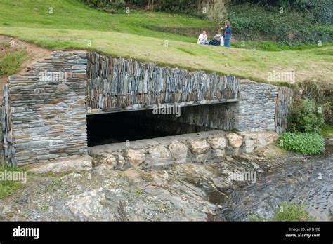 A concrete culvert, part of Boscastle's new flood defenses Stock Photo ...