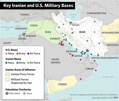 Marking Key Military Positions in a Potential U.S.-Iran Conflict