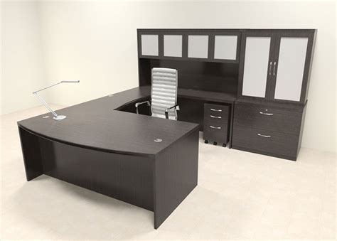 7pc Modern Contemporary U Shaped Executive Office Desk Set, #RO-ABD-U15 ...