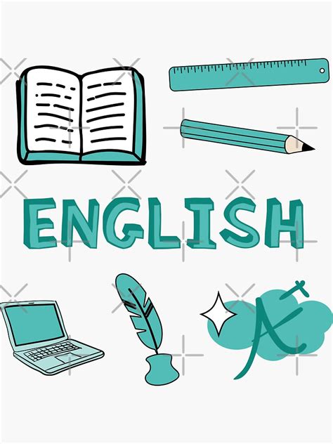 "Teal English School Subject Sticker Pack" Sticker by The-Goods | Redbubble