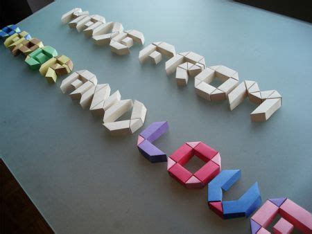 the letters are made out of origami blocks