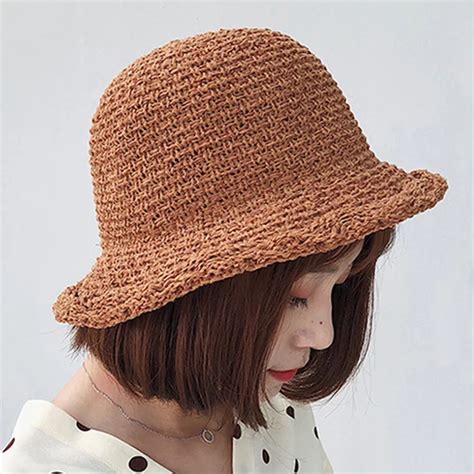 2018 New Women Solid Color Knitted Bucket Hat Simple Design Fisherman ...