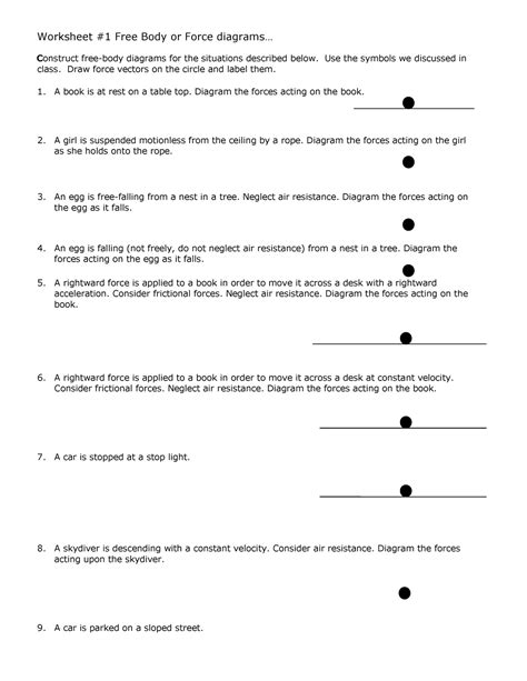 Free body worksheets - physics work sheet answer for free body diagram ...