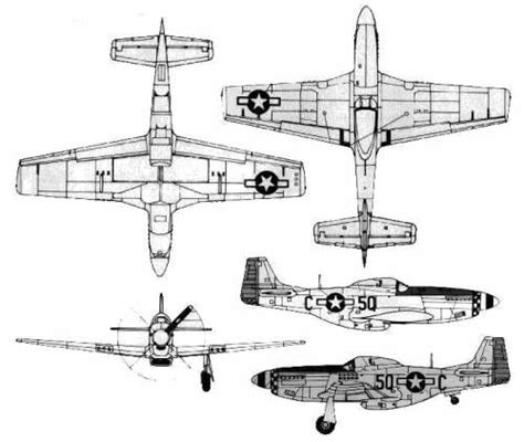 North American P-51D Mustang | Mustang, P51 mustang, Blueprints