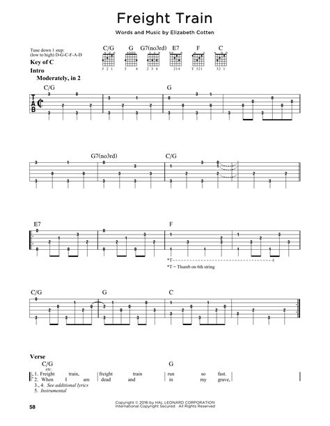 Freight Train by Elizabeth Cotten - Guitar Lead Sheet - Guitar Instructor