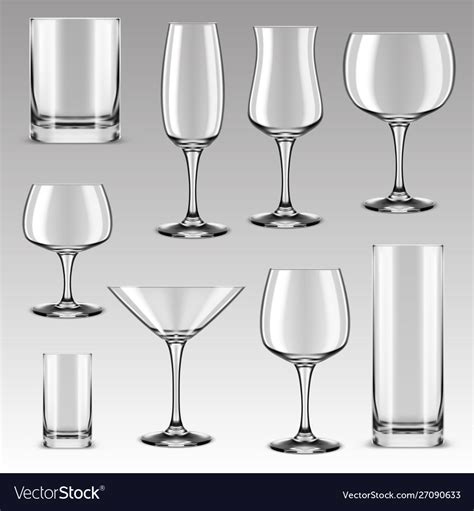 Set drinking glass for alcohol beverage water Vector Image